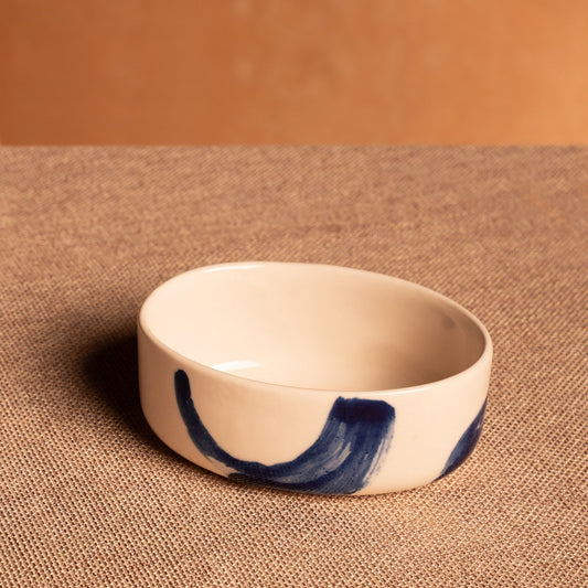 Blue Abstract Oval Bowl (Medium)