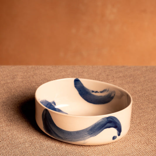 Blue Abstract Oval Bowl (Big)