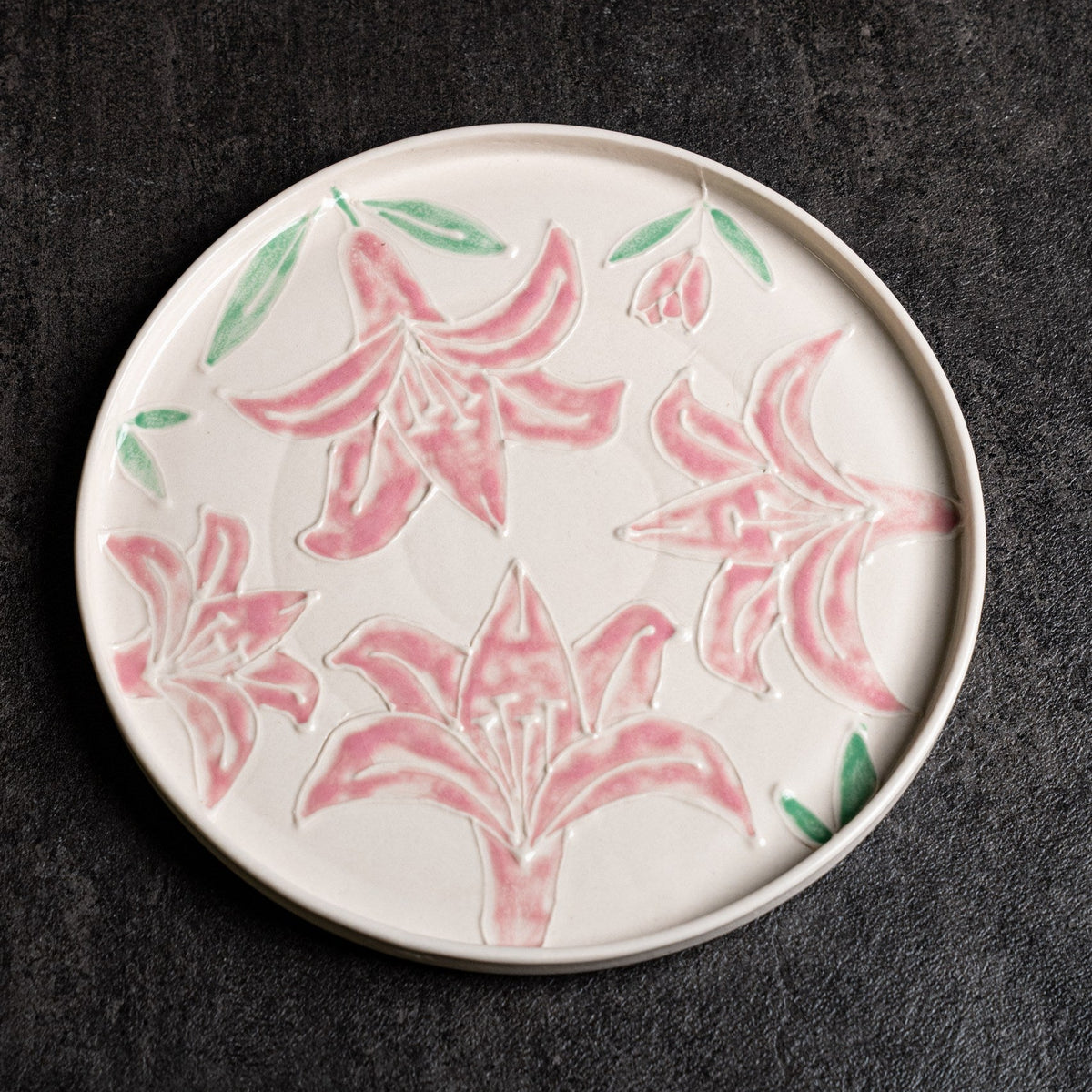 Pink Lily Round Platter (Big)