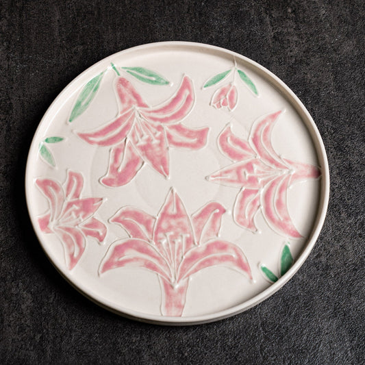 Pink Lily Round Platter (Big)