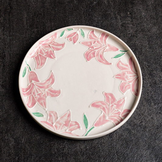 Pink Lily Round Plate (Big)