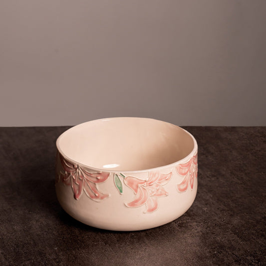 Pink Lily Round Bowl (Big)